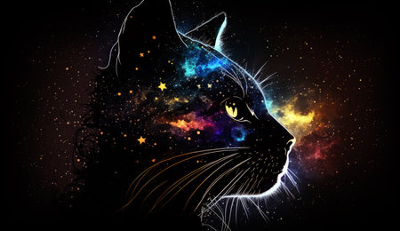 Cat in cosmic space. gnerative aiの写真素材
