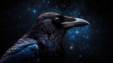 Raven in cosmic space. gnerative ai