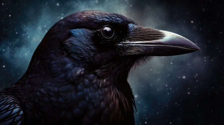 Raven in cosmic space. gnerative aiの写真素材