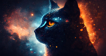 Cat in cosmic space. gnerative aiの写真素材