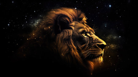 Lion in cosmic space. gnerative aiの写真素材
