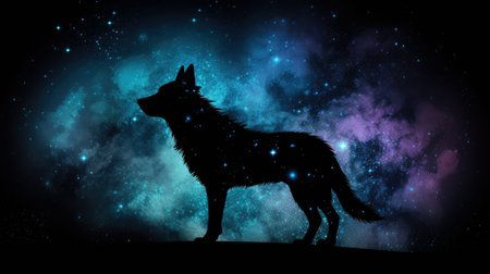 Wolf in cosmic space. gnerative ai