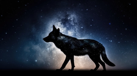 Wolf in cosmic space. gnerative aiの写真素材