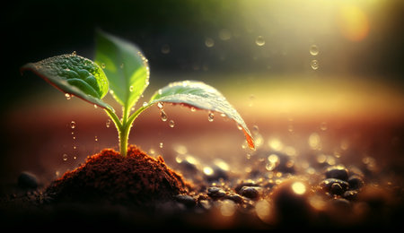 plant with morning dew. generative aiの素材