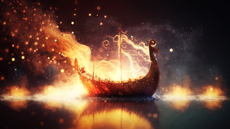 illustration magic ship. generative aiの素材