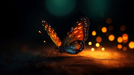 illustration of a color butterfly, abstract color background, generative aiの素材