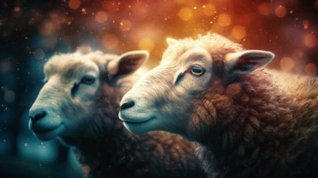 illustration sheep on abstract background, generative aiの素材