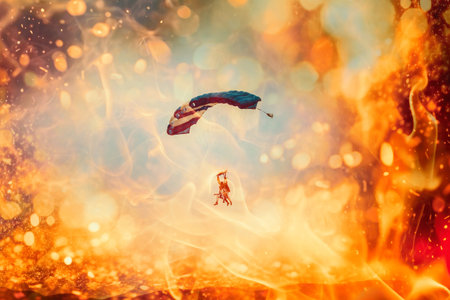 A thrilling adventure takes flight as a person flies a kite in the sky, evoking a sense of freedom.