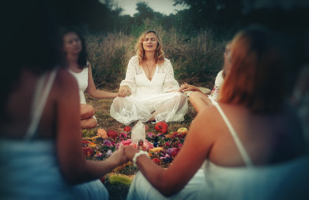 Madala with flowers and fruits, spiritual ceremony of earth.の写真素材