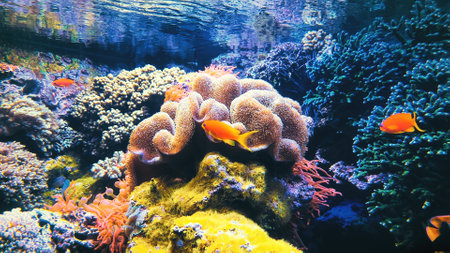 The marine life of tropical fish. Tropical fish reef marine Colourful tropical coral reefs. Underwater Sea Tropical Life. Underwater sea fish. Underwater aquarium with sea fish.の写真素材