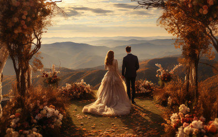 wedding decoration on autumn mountainsの素材