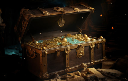 Treasure in large ancient chestの素材