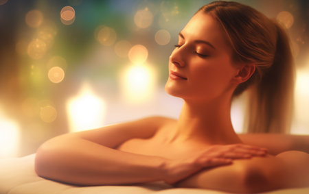Beautiful woman on the massage tableの素材