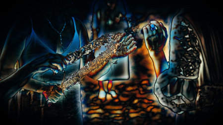incense in a woman hand, ceremony space, artistic effect. Loop Animation.の写真素材