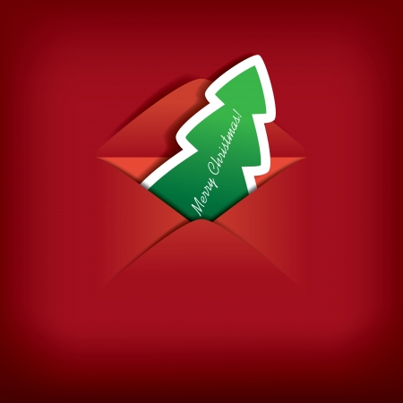 Modern Christmas tree design in an envelope suitable for Christmas cards, etc のイラスト素材