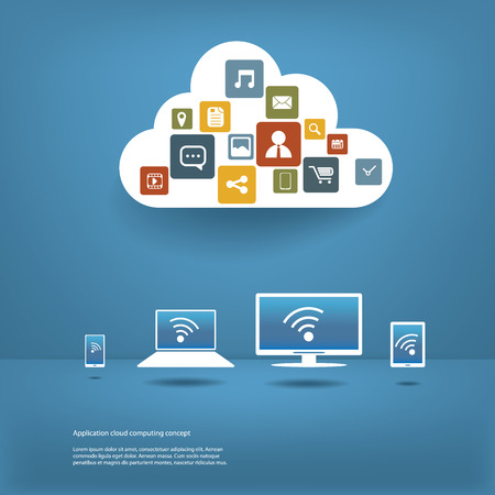 Cloud computing concept vector illustration with space for text suitable for presentationsのイラスト素材