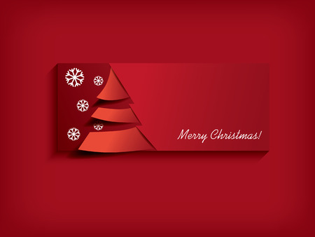 Christmas card design with Christmas tree and snowflakesのイラスト素材