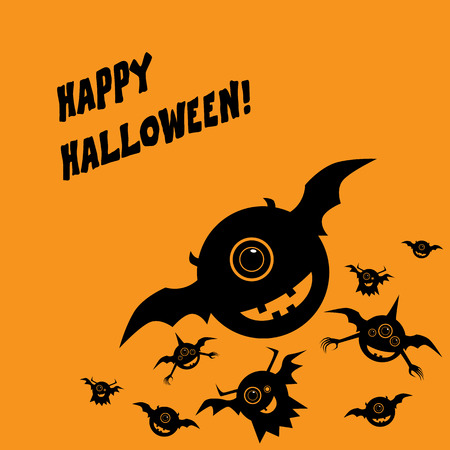Halloween card or postcard design with happy smile monsters and space for text  Eps 10 vector illustration のイラスト素材