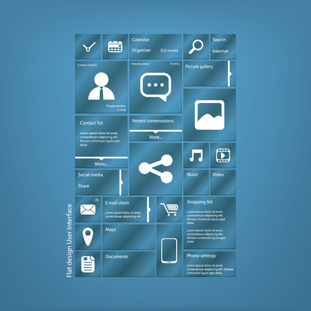 Flat design icons layout vector illustration suitable for web design or smartphone tablet graphic user interfaceのイラスト素材