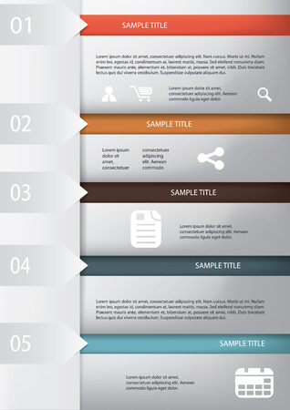 Menu options layout suitable for web design, brochure design or infographics with spaces for textのイラスト素材