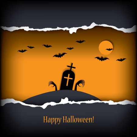 Halloween postcard vector illustration with scary theme and space for textのイラスト素材