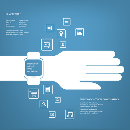Smart watch concept infographics in modern flat design with space for textのイラスト素材
