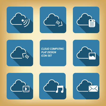 Cloud computing application concept with icons in the cloud and space for textのイラスト素材