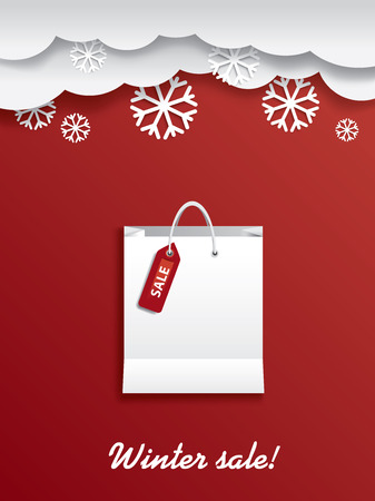 Winter sale shopping bag with sticker and space for textのイラスト素材