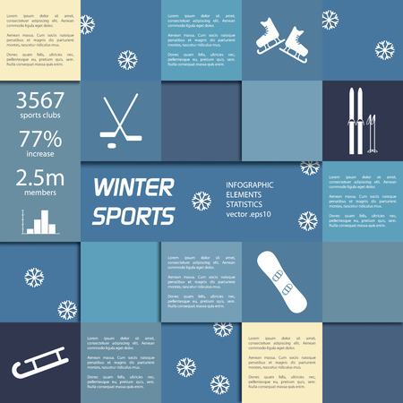 Winter sports infographic vector elements with various sport icons and space for textのイラスト素材