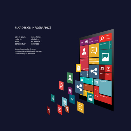 Flat design graphic user interface concept with space for text suitable for infographics or advertisement. Eps10 vector illustrationのイラスト素材