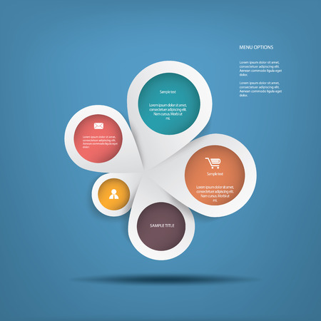 Round white infographics connected in middle suitable for business infographics, website development, business presentations, etc. eps10 vectorのイラスト素材