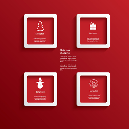 Christmas web or infographic elements in white frames with 3d effect. Eps10 vector illustration.のイラスト素材