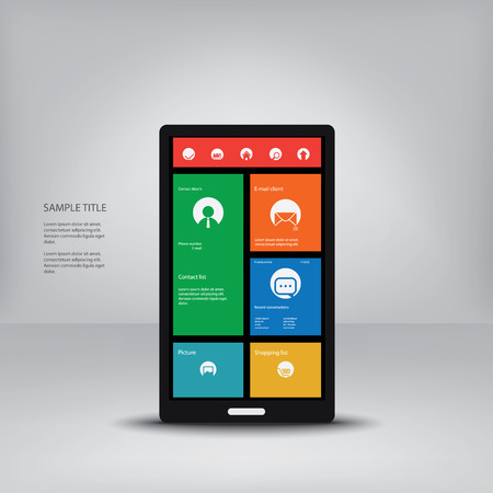 Smartphone with metro style graphic user interface with space for your text, infographics, presentation. Eps10 vector illustrationのイラスト素材