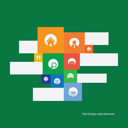 Graphic user interface flat design vector illustration with icons suitable for web design, tablet, smartphone user interface or infographicsのイラスト素材