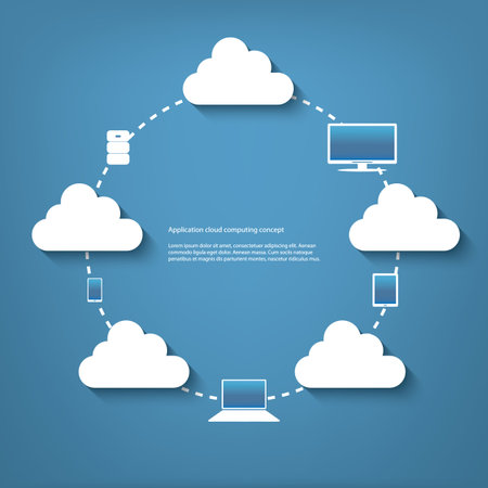 Cloud computing concept vector illustration with applications icons and devices. Eps10 vector illustrationのイラスト素材