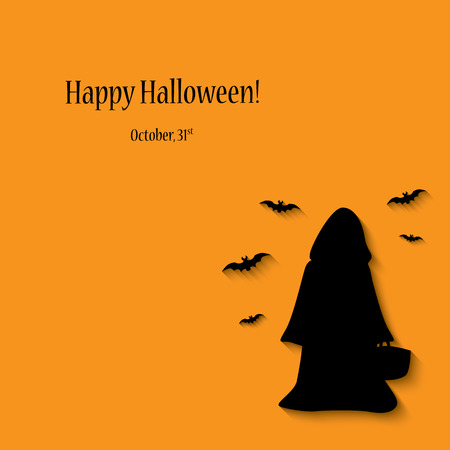 Halloween card or postcard design with happy smile monsters and space for text. Eps 10 vector illustration.のイラスト素材