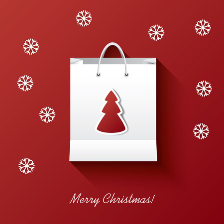 Christmas shopping vector illustration concept with shopping bag suitable for christmas sales promotionのイラスト素材