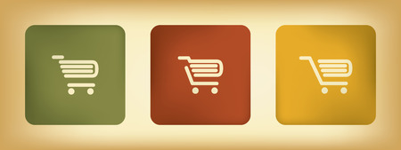 Basic business online shopping vector icons with three different shopping carts in vintage colorsのイラスト素材