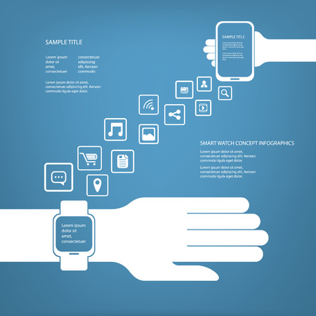 Smart watch concept infographics in modern flat design with space for textのイラスト素材