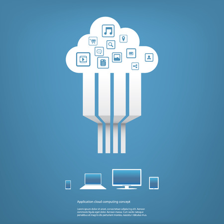 Cloud computing concept vector illustration with applications icons and devices. Eps10 vector illustrationのイラスト素材