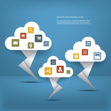 Cloud computing concept illustration with applications icons and devices. のイラスト素材