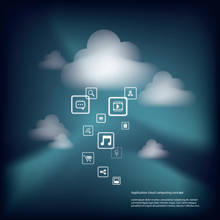 Cloud computing concept illustration with space for text suitable for presentations or infographicsのイラスト素材