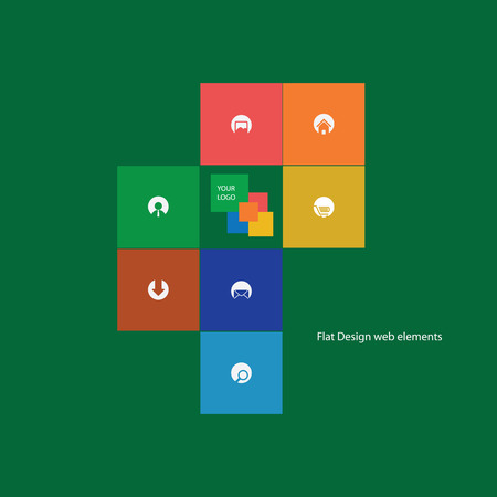 Graphic user interface flat design illustration with icons suitable for web design, tablet, smartphone user interface or infographicsのイラスト素材