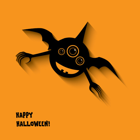 Halloween card or postcard design with happy smile monsters and space for text. のイラスト素材
