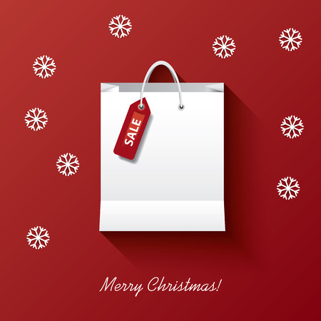 Christmas shopping illustration concept with shopping bag suitable for Christmas sales promotionのイラスト素材
