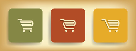 Basic business online shopping icons with three different shopping carts in vintage colorsのイラスト素材