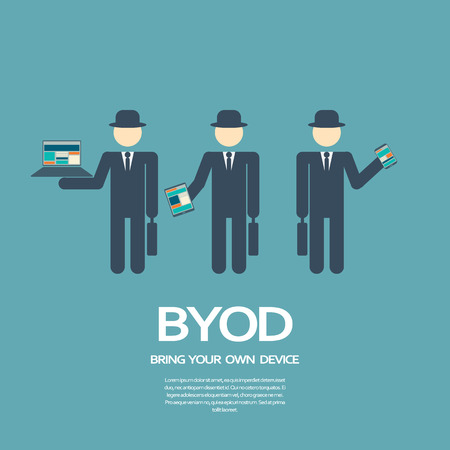 Bring your own device, BYOD, concept illustration with various devices. のイラスト素材