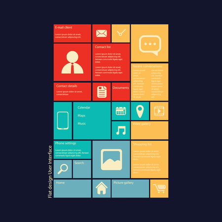 Smartphone or tablet graphic user interface with several icons in modern flat designのイラスト素材