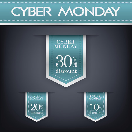 Cyber monday sales web elements with banners and discounts. Eps10 vector illustration.のイラスト素材