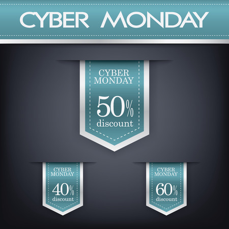 Cyber monday sales web elements with banners and discounts. のイラスト素材